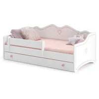 Kids Collective Kinderbett 80x160 cm, Kinder- Sofa Couch Bett umbaubar rosa weiß Pink, Holzwerkstoff, - Pink/Rosa,Weiß