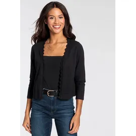 LAURA SCOTT Strickjacke mit femininer Wellenkante schwarz