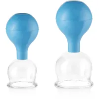 PULOX Schröpfgläser Set aus Echtglas 2 Stk. 5,2cm und 6,2cm Blau Facial Cup Cupping