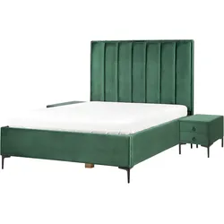 Schlafzimmer komplett Set 3-teilig dunkelgrün 140 x 200 cm SEZANNE