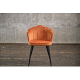 KAWOLA Stuhl SALLY Esszimmerstuhl Velvet orange Fuß schwarz