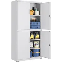 Songmics Aktenschrank, Mehrzweckschrank, Büroschrank, mit 4 Türen und 5 Ebenen, 40 x 80 x 180 cm, 2 Schlösser, verstellbare Ablagen, Aufbewahrungsschrank aus Stahl, mattgrau