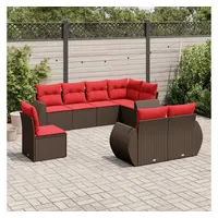 vidaXL Gartensofa-Set 8-tlg. braun Polyrattan