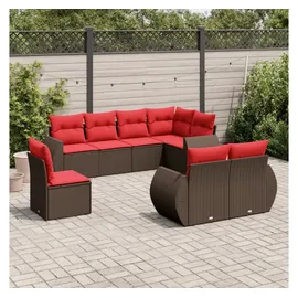 vidaXL Gartensofa-Set 8-tlg. braun Polyrattan