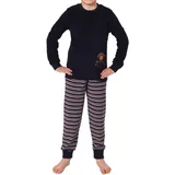 NORMANN Frottee langarm Schlafanzug Pyjama Bündchen und Basketball - 77019 in marine | Gr.: 152