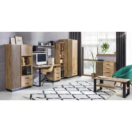 Furniture24 Schreibtisch Lamelo LA8 mit 3 Schubladen Wotan Eiche