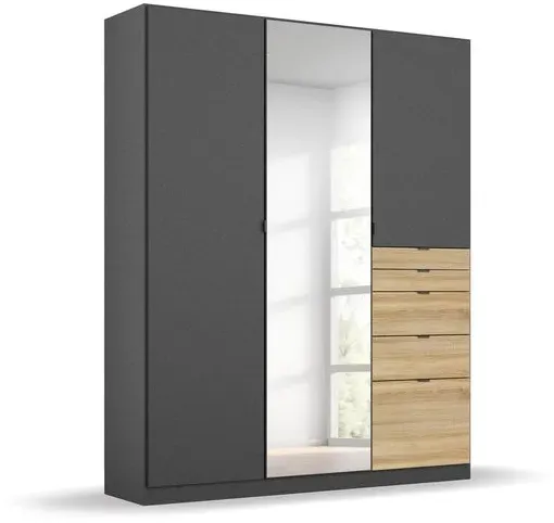 rauch ORANGE Kleiderschrank Ontario 136 x 197 cm Dekor Grau-Metallic / Eiche Sonoma