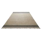 Green Looop Teppich GREEN LOOOP "Viktor GL-82303", braun (anthrazit braun,anthrazit braun), B:130cm H:4mm L:190cm, Jute, Teppiche, Teppich, Naturfaser Teppich aus 80% Jute 20% Baumwolle, mit Fransen, Wohnzimmer