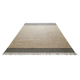 Green Looop Teppich GREEN LOOOP "Viktor GL-82303", braun (anthrazit braun,anthrazit braun), B:130cm H:4mm L:190cm, Jute, Teppiche, Teppich, Naturfaser Teppich aus 80% Jute 20% Baumwolle, mit Fransen, Wohnzimmer