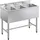 Vevor Spülbecken mit 3 Becken & Spritzschutz 978 x 470 x 838 mm Silber