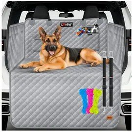 Lovpet Kofferraumschutz Hund gesteppt mit Seiten- und Ladekantenschutz Universale Kofferraum-schutzmatte für Hunde Hundedecke Wasserabweisend & Kratzfest mit Sicherheitsgurt und Zubehör