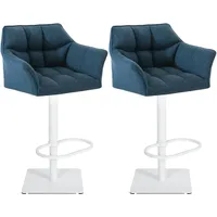 CLP 2er Set Barhocker Damaso Stoff weiß/blau