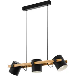 Eglo 3er-Pendelleuchte »Hornwood« - 78x21x110cm - schwarz - Holz / Stahl / Stahl