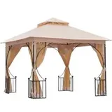 Outsunny Gartenpavillon beige Metall B/H/L: ca. 300x275x300 cm - beige, schwarz