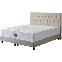V6 Boxspringbett Modell 211 mit Taschenfederkernmatratze - Beige)