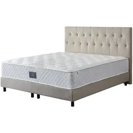 V6 Boxspringbett Modell 211 mit Taschenfederkernmatratze - Beige)