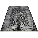 Musterring Teppich MUSTERRING "COLORADO FLOWER", grau (grau, schwarz), B:160cm H:5mm L:230cm, Polyacryl, Viskose, Teppiche, Teppich, exclusive MUSTERRING DELUXE COLLECTION hochwertig gekettelt Fransen