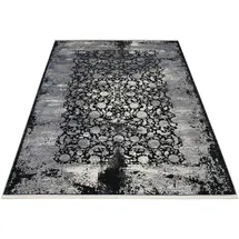 Musterring Teppich MUSTERRING "COLORADO FLOWER", grau (grau, schwarz), B:160cm H:5mm L:230cm, Polyacryl, Viskose, Teppiche, Teppich, exclusive MUSTERRING DELUXE COLLECTION hochwertig gekettelt Fransen