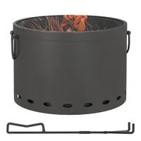 Outsunny Feuerstelle, Ø38cm Rauchfrei Holzfeuerschale mit Schürhaken Funkenschutz,