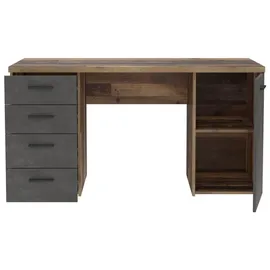 Forte Schreibtisch NETBOB, Optik: Old Wood Vintage - Beton von FORTE - Braun/Dunkelgrau