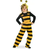 KarnevalsTeufel Kinderkostüm-Set Biene Latzhose und Haarreif mit Federn in schwarz-gelb Wabbles Hose Bienchen Verkleidung (128)