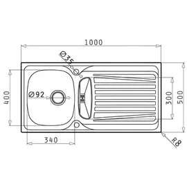 PYRAMIS Sparta 100 x 50 cm 1 1/4B 1D edelstahl glatt