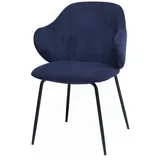 Dynamic24 Armlehnstuhl 2er Set blau Polsterstuhl Esszimmerstuhl Wohnzimmer Stuhlset
