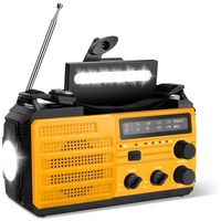 Uniquebella Tragbar Solarradio mit Kurbel für Outdoor und Camping, 8000mAh Notfallradio (AM / FM, superstarke LED dimmbare Taschenlampe, 6 LED Leselampen (2 Helligkeitsstufen), SOS-Alarm, Kompass mit 3,5 mm-Kopfhöreranschluss, Kompakt und wasserfest, Flexible Auflademöglichkeiten) orange