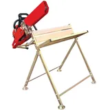 STREND PRO Sägebock für Kettensägen, Brennholz Sägebock klappbar 120Kg Tragkraft, Sägehilfe Verzinkter Metall Sägebock mit Kettensägenhalterung, Chainsaw horse, holzsägebock für kettensäge