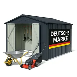 Gerätehaus XXL – verzinktes Metall in Anthrazit | Inkl. Schloss & Werkzeughaken | wetterfester Geräteschuppen, Gartenhaus