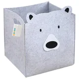 OYHOMO Kinder Aufbewahrungsbox Filzkorb Tiere Motiv Aufbewahrungskorb Faltbare Spielzeugkiste Filz Aufbewahrungskiste mit Griff für Regal, Kinderzimmer, Wohnzimmer - Bär