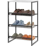 Huhote Schuhregal 4 Ebenen, Schuhständer Metall, Schuhregal Klein, Schuhablage, Schuhaufbewahrung, Schuh-Organizer, Stabiler & langlebiger Schuhschrank, Platzsparend, Weiß