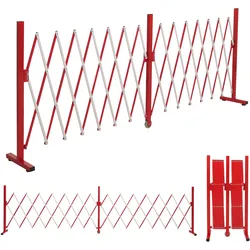Alu Absperrgitter HWC-B34, Zaun Schutzgitter Scherengitter Trenngitter, ausziehbar 103x53-411cm ~ rot-wei√ü