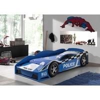 Autobett Polizei inkl Matratze 70x140 Rennauto Car Kinderbett Rennwagen blau