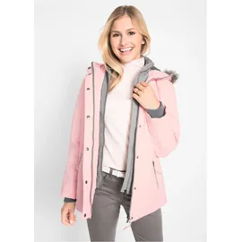 bonprix Winterjacke in 2-in1 Optik, rosa, Gr.48, Praktische Jacke mit Kapuze, wattiert