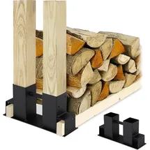 Relaxdays Holzstapelhilfe Stahl 0,10 x 0,16 m 4x Schwarz