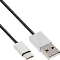 InLine USB 2.0 Kabel USB-C Stecker an A Stecker, schwarz/Alu, flexibel, 2m