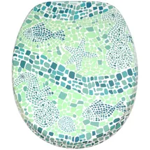 Sanilo WC-Sitz Mosaic World Green, Hochwertiger und Stabiler Toilettendeckel aus Holz