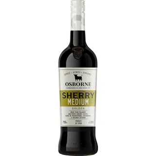 Osborne Sherry Golden Medium – Hochwertiger, halbtrockener Sherry, hergestellt nach dem Solera-Verfahren aus Andalusien in Spanien mit 15 Prozent vol. (1 x 0,75l)