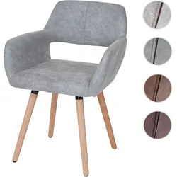 Esszimmerstuhl HWC-A50 II, Stuhl K√ochenstuhl, Retro 50er Jahre Design ~ Textil, vintage betongrau, helle Beine