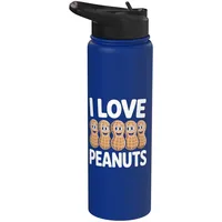 Ich liebe Erdnüsse Cartoon Nuts Smiling Fun Stainless Steel Insulated Water Bottle