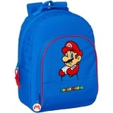 Safta SUPER MARIO PLAY Schulrucksack, anpassbar an Trolley, Rucksack, ideal für Kinder unterschiedlichen Alters, bequem und vielseitig, Qualität und Stärke, 32 x 15 x 42 cm, Blau/Rot, blau/rot, Estándar,