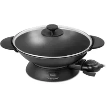 RIVIERA & BAR riviera&bar Elektrischer Wok Expert 5L 2200W, Aluminiumguss-Schüssel, Glasdeckel, Einstellbarer Thermostat mit 10 Stufen - Ideal für 8 Personen - Inklusive Zubehör - Leichte Reinigung