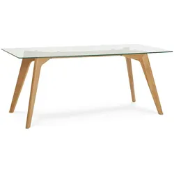 Designer-Glastisch, Eiche, 180 x 90 cm, Transparent, Robust & Modern | Kadima Design