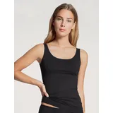 CALIDA Damen, Top - Natural Comfort, Unterhemd, Tank Top, Jersey, einfarbig schwarz, M (44/46)