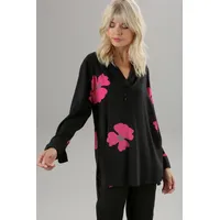 Aniston SELECTED Longbluse mit Blüten bedruckt - Jedes Teil ein Unikat Gr. 42, schwarz-pink-grün, , 15206936-42