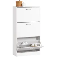 SoBuy Schuhschrank Weiß, Holzwerkstoff, 60x115x24 cm Garderobe, Schuhaufbewahrung, Schuhkipper