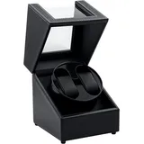 Tolesum Uhrenbeweger 2 Uhren für Automatikuhren, Watch Winder mit Leisem Motor, TPD 970-2430, USB-C Betrieb mit Brückenkabel-System, Edles PU-Leder Schwarz