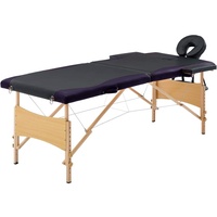 vidaXL Holz Massagetisch Klappbar 2 Zonen mit Tragetasche Therapie Massageliege Massagebank Kosmetikliege Therapieliege Massage Liege Schwarz