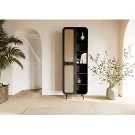 MASSIVMOEBEL24.DE Schrank Mango 70x40x200 dunkelgrau lackiert VALENCIA 215